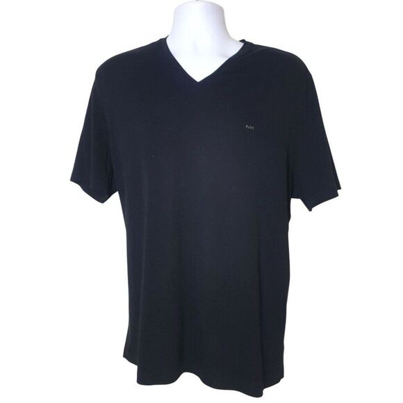 Michael Kors Men's Tee XL Black V-Neck Logo Performance Cotton T-Shirt Preppy - Picture 2 of 7